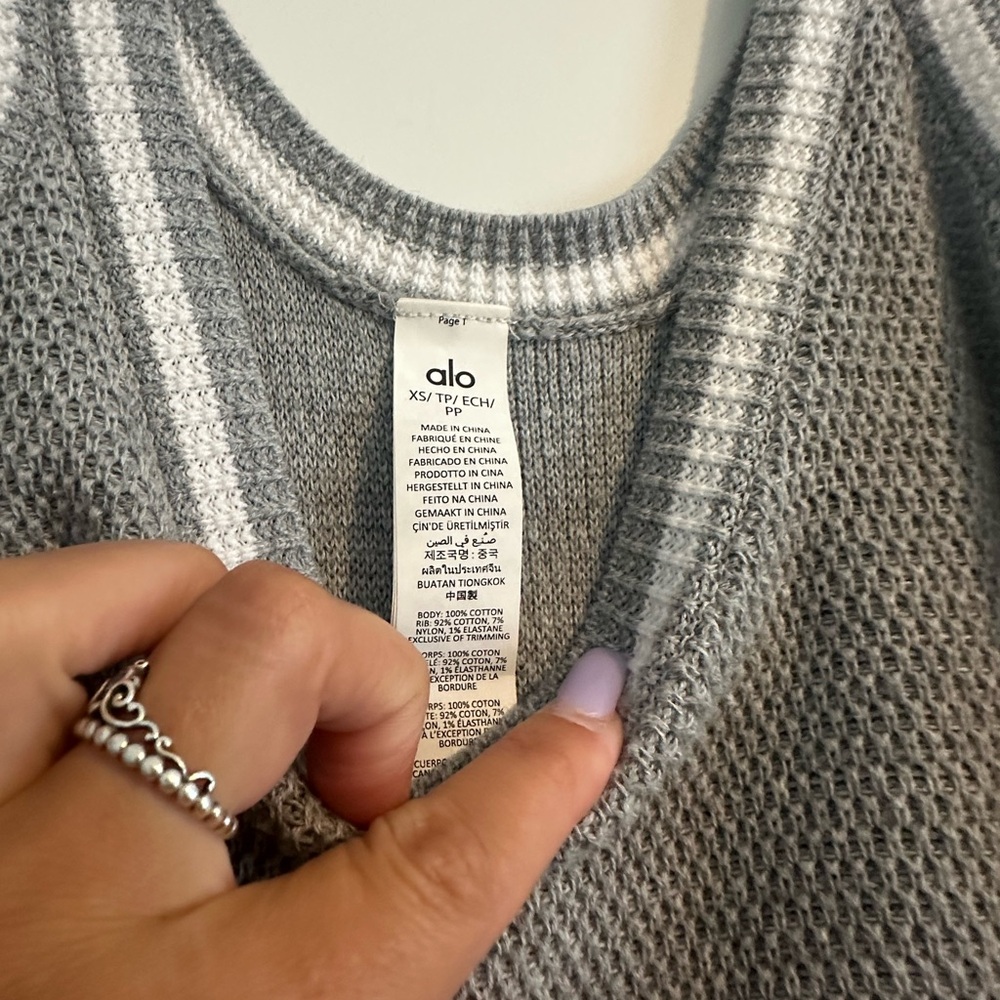 ALO Yoga Gray and White Knit Mini Dress - Picture 3 of 4